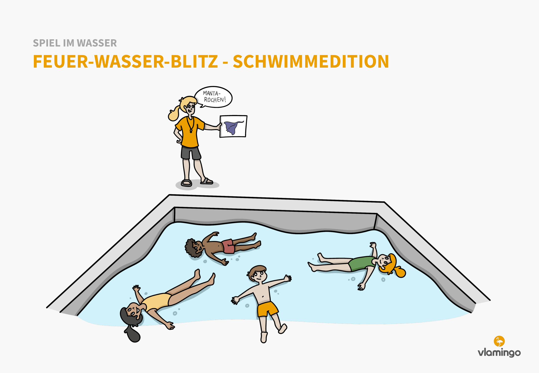 Feuer-Wasser-Blitz - Spiel im Wasser - Schwimmspiel Feuer-Wasser-Blitz - Spiel im Wasser - Schwimmspiel