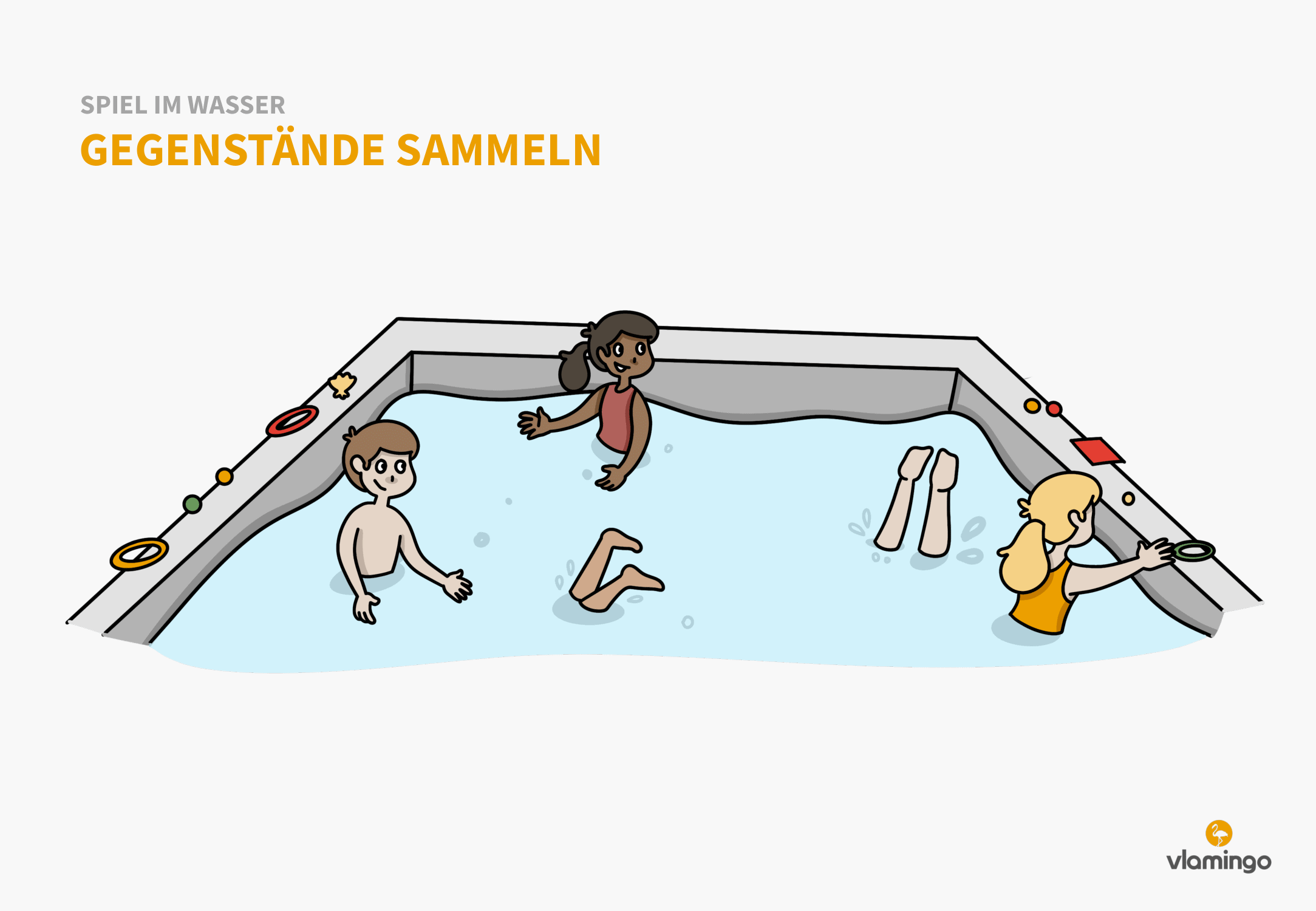 Gegenstände sammeln - Spiel im Wasser - Schwimmspiel