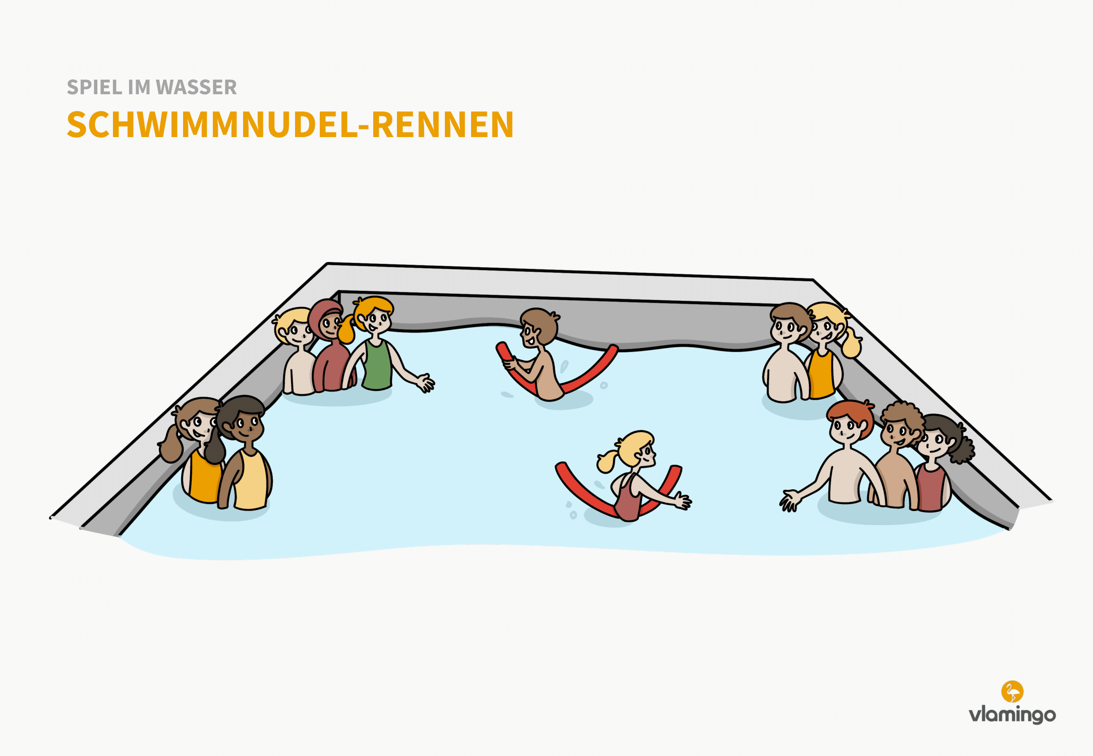 Schwimmnudel-Rennen - Spiel im Wasser - Schwimmspiel