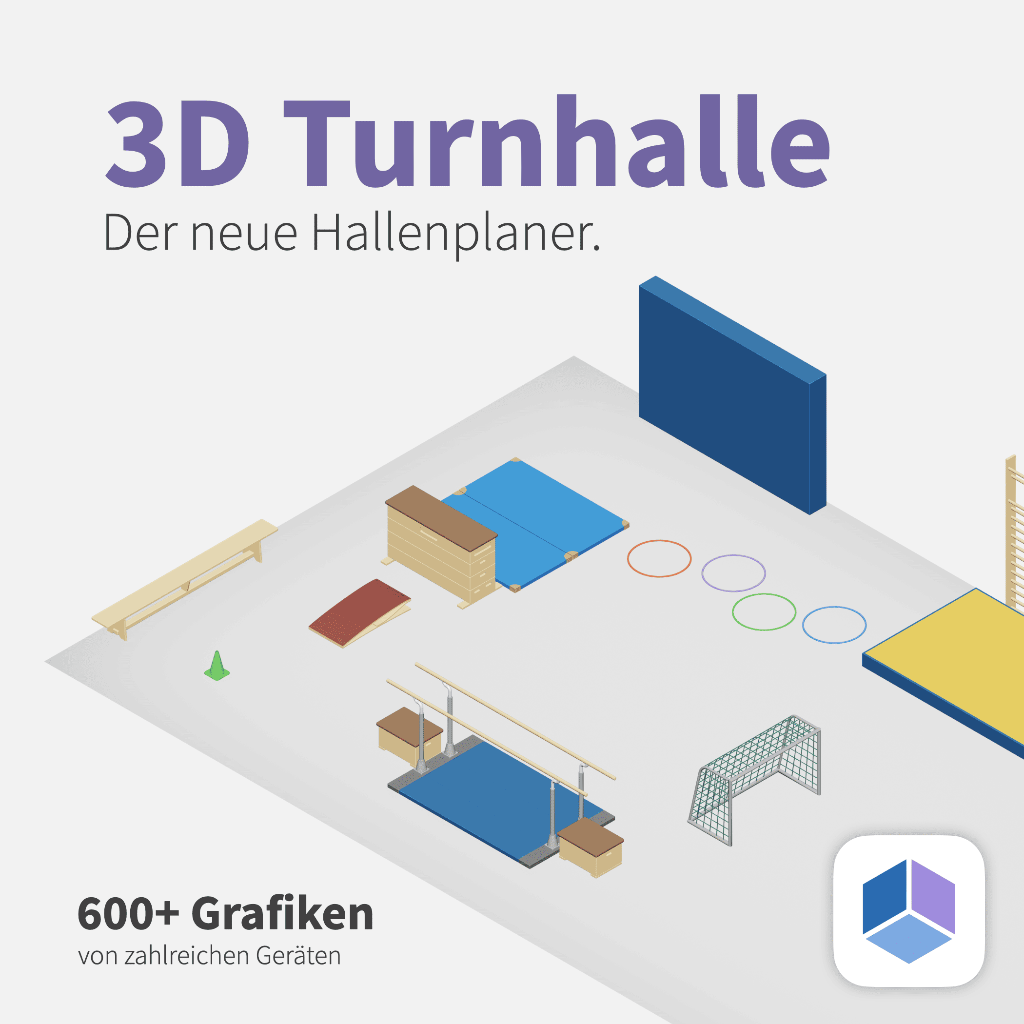 3D Turnhalle - Hallenplaner - Geräteaufbauplaner für den Sportunterricht 3D Turnhalle - Hallenplaner - Geräteaufbauplaner für den Sportunterricht - Stationskarten und Hallenpläne erstellen