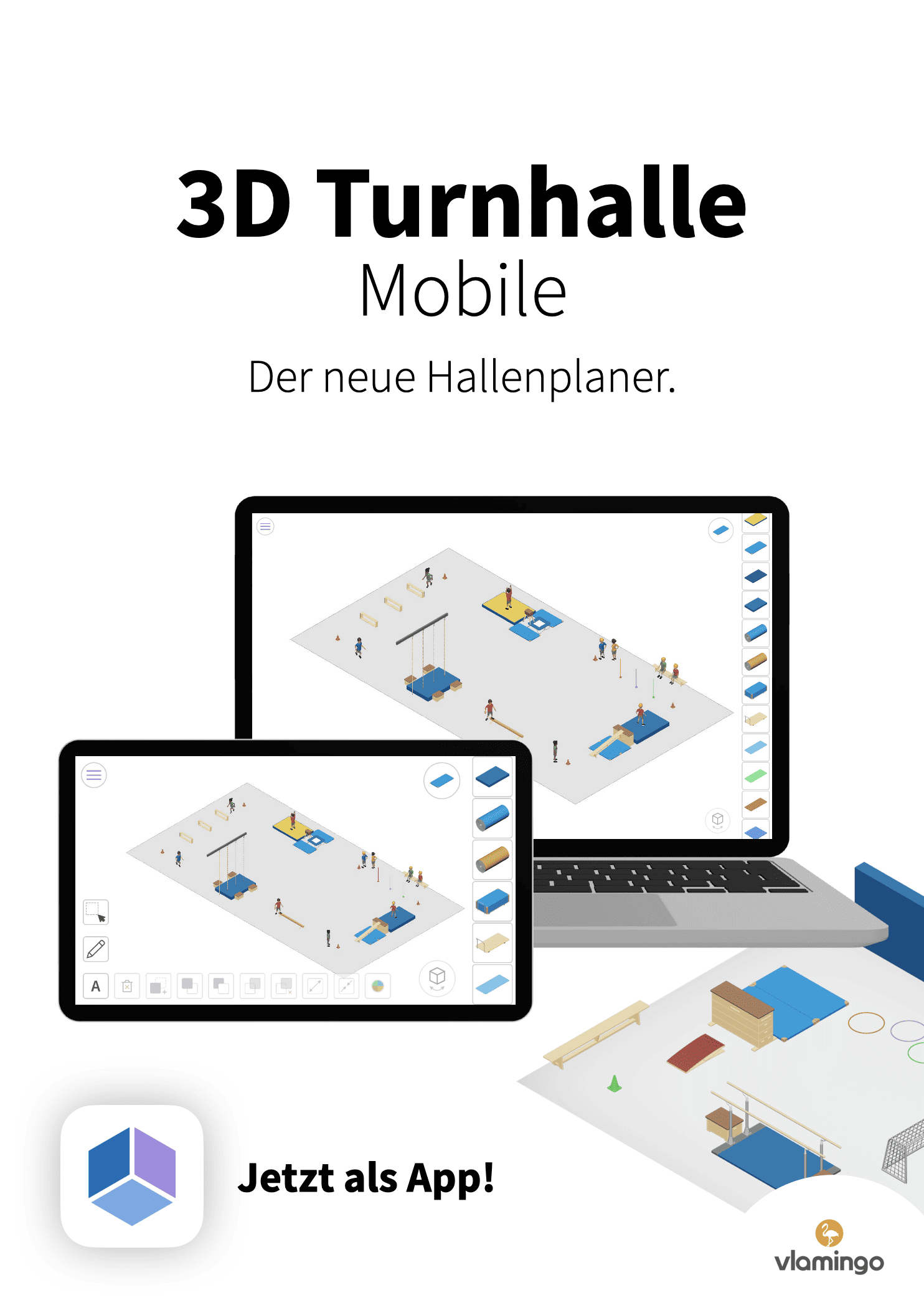 3D Turnhalle - Hallenplaner für den Sportunterricht - Aufbauplaner