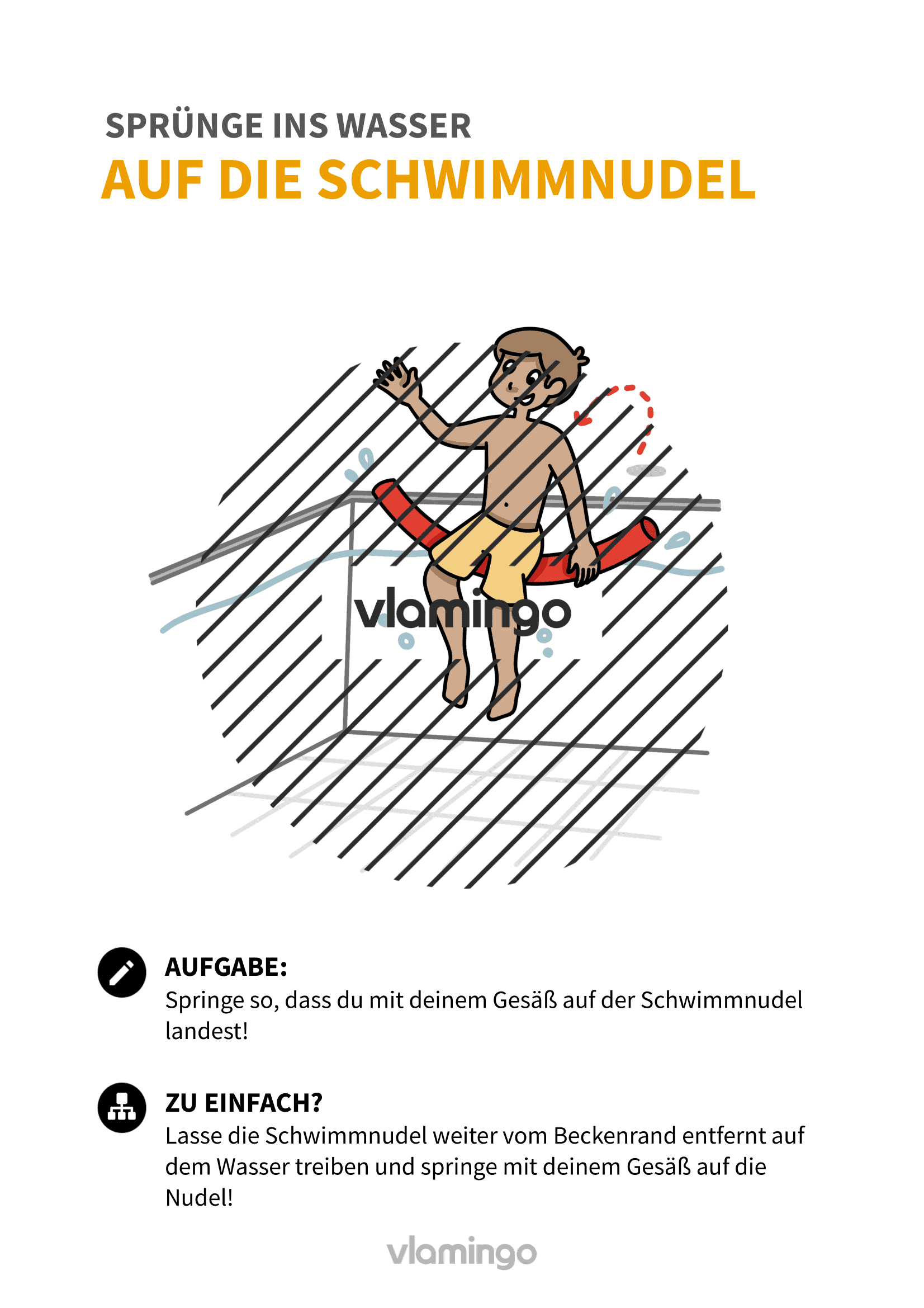Auf die Schwimmnudel - Sprünge ins Wasser für Anfänger - Wasserspringen Auf die Schwimmnudel - Sprünge ins Wasser für Anfänger - Wasserspringen