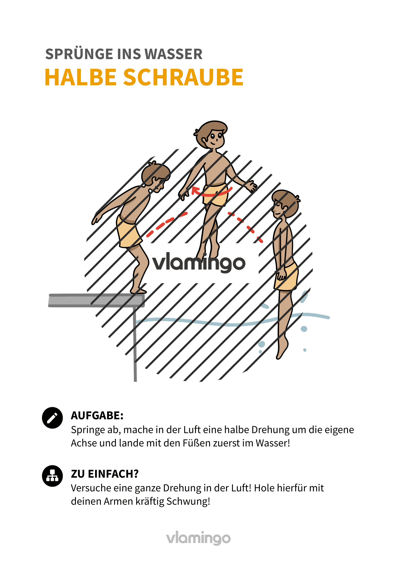 Halbe Schraube - Sprünge ins Wasser für Anfänger - Wasserspringen Halbe Schraube - Sprünge ins Wasser für Anfänger - Wasserspringen