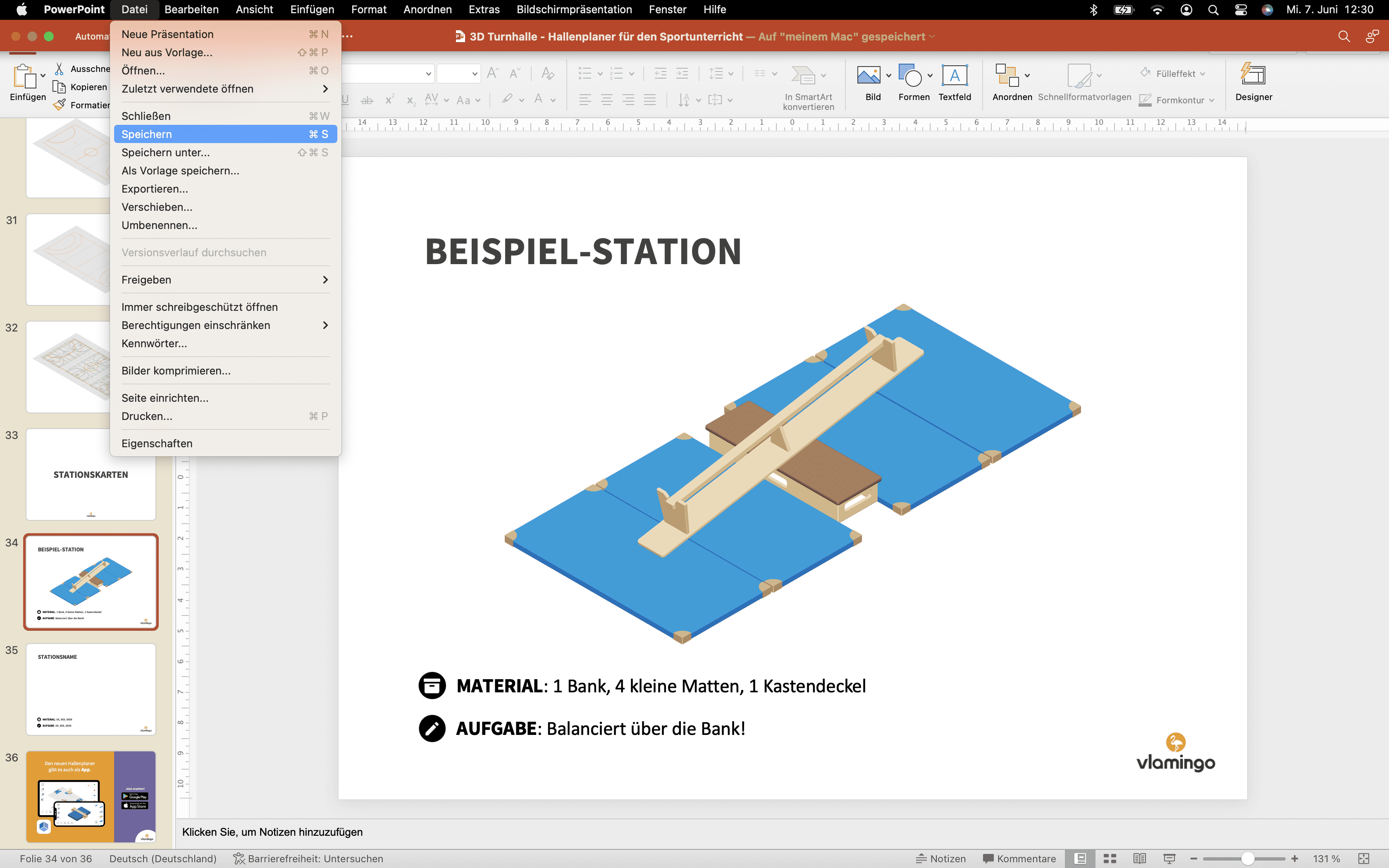Hallenplan speichern - 3D Turnhalle PowerPoint Hallenplan speichern - 3D Turnhalle PowerPoint
