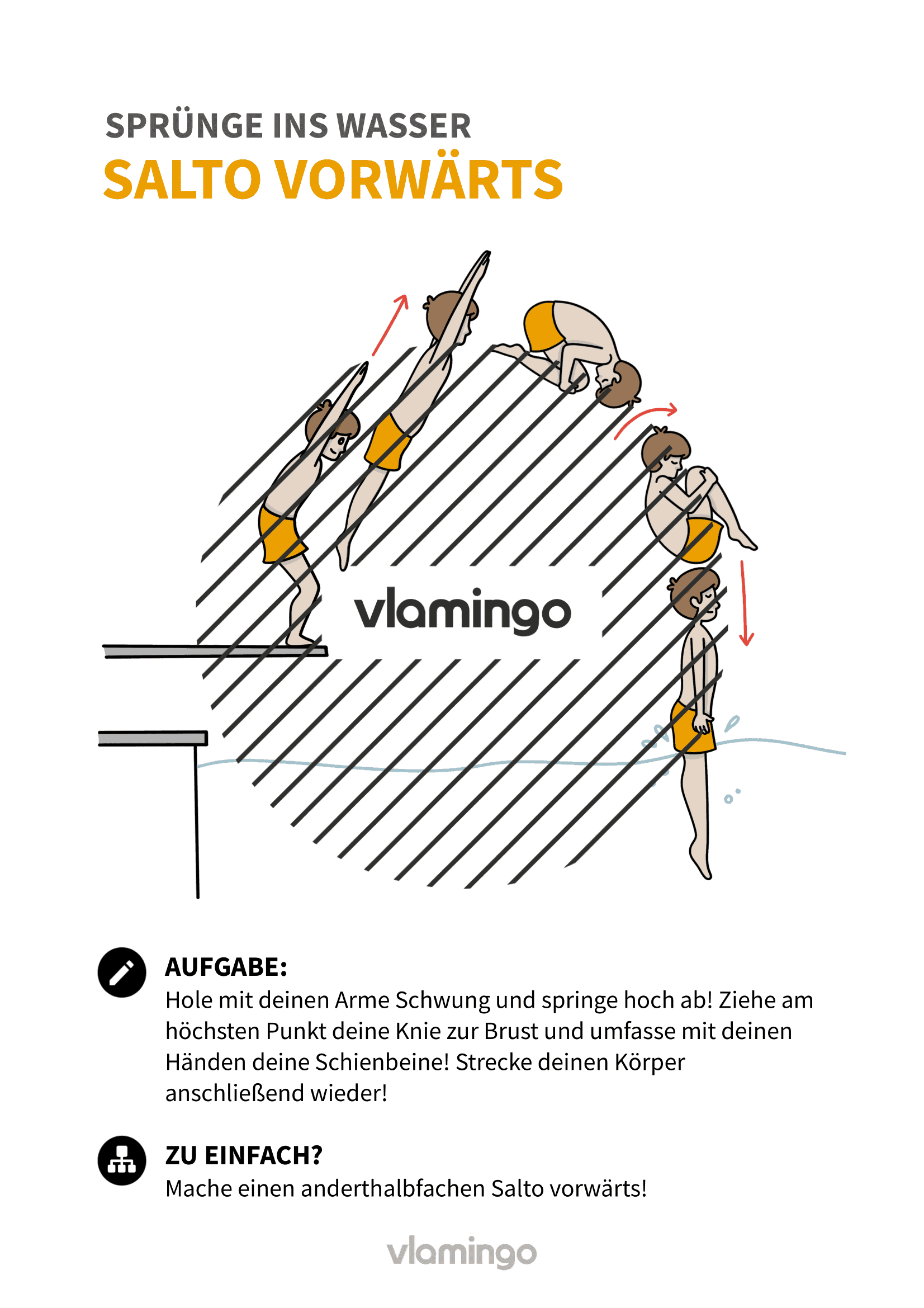 Salto vorwärts - Sprünge ins Wasser für Anfänger - Wasserspringen Salto vorwärts - Sprünge ins Wasser für Anfänger - Wasserspringen