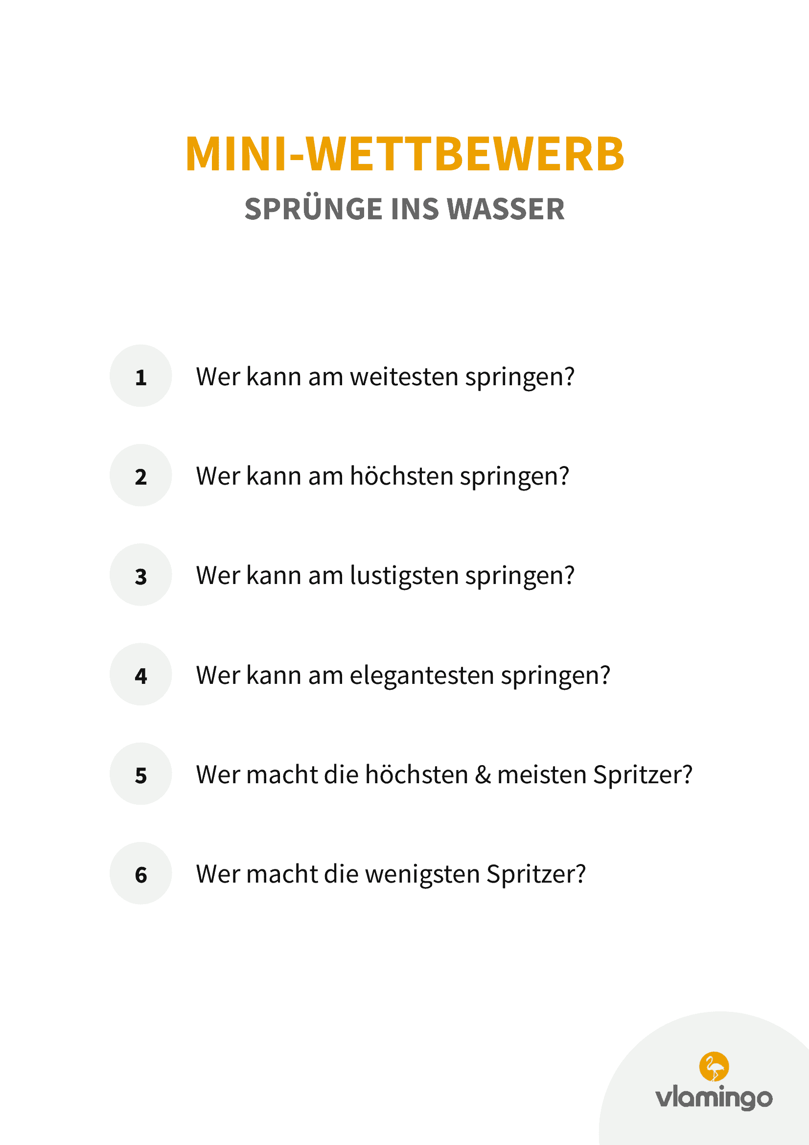Wettbewerb - Sprünge ins Wasser für Anfänger - Übersicht Wettbewerb - Sprünge ins Wasser für Anfänger - Übersicht