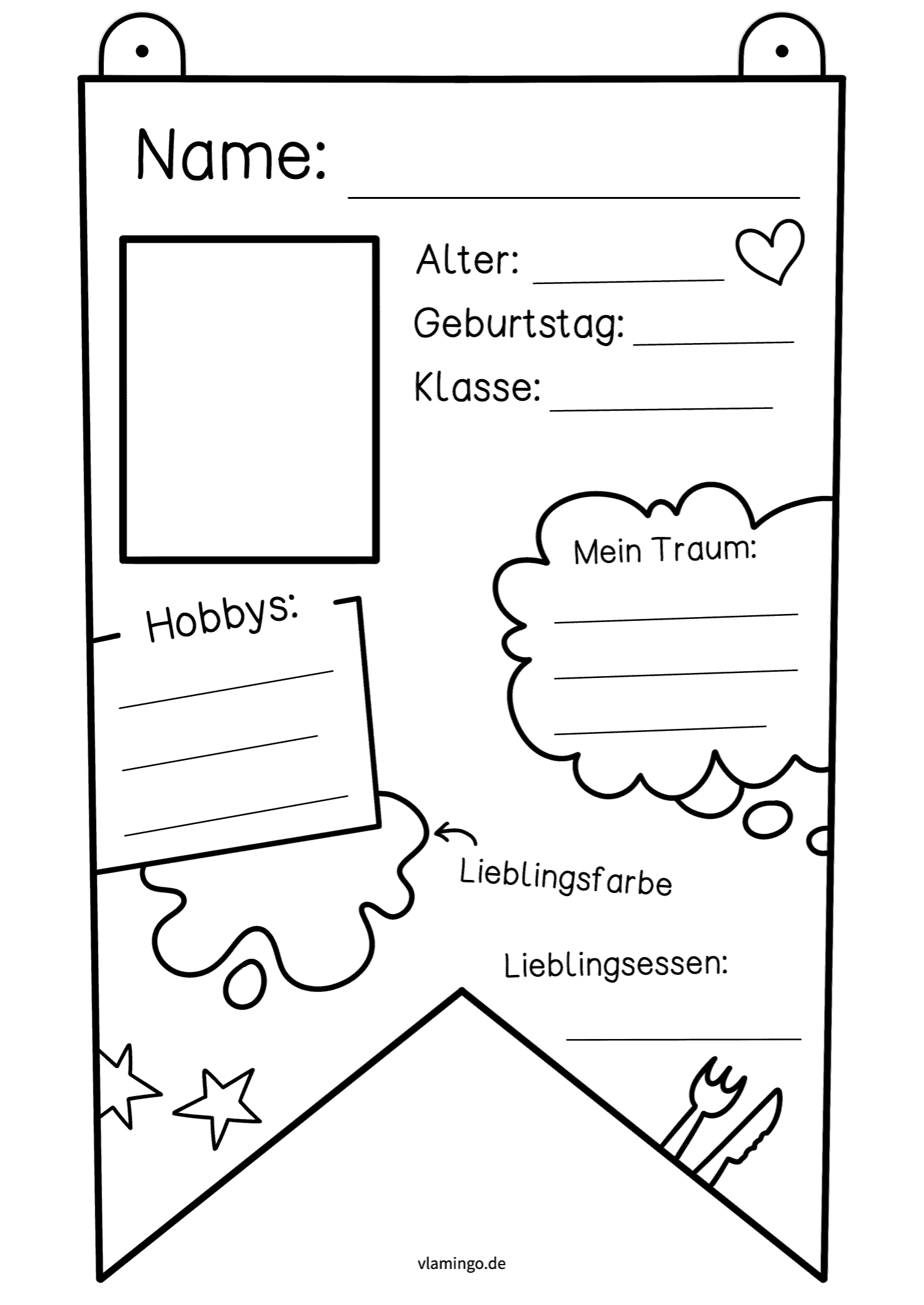Steckbrief - Wimpel - Vorlage 1 Steckbrief - Wimpel - Vorlage 1
