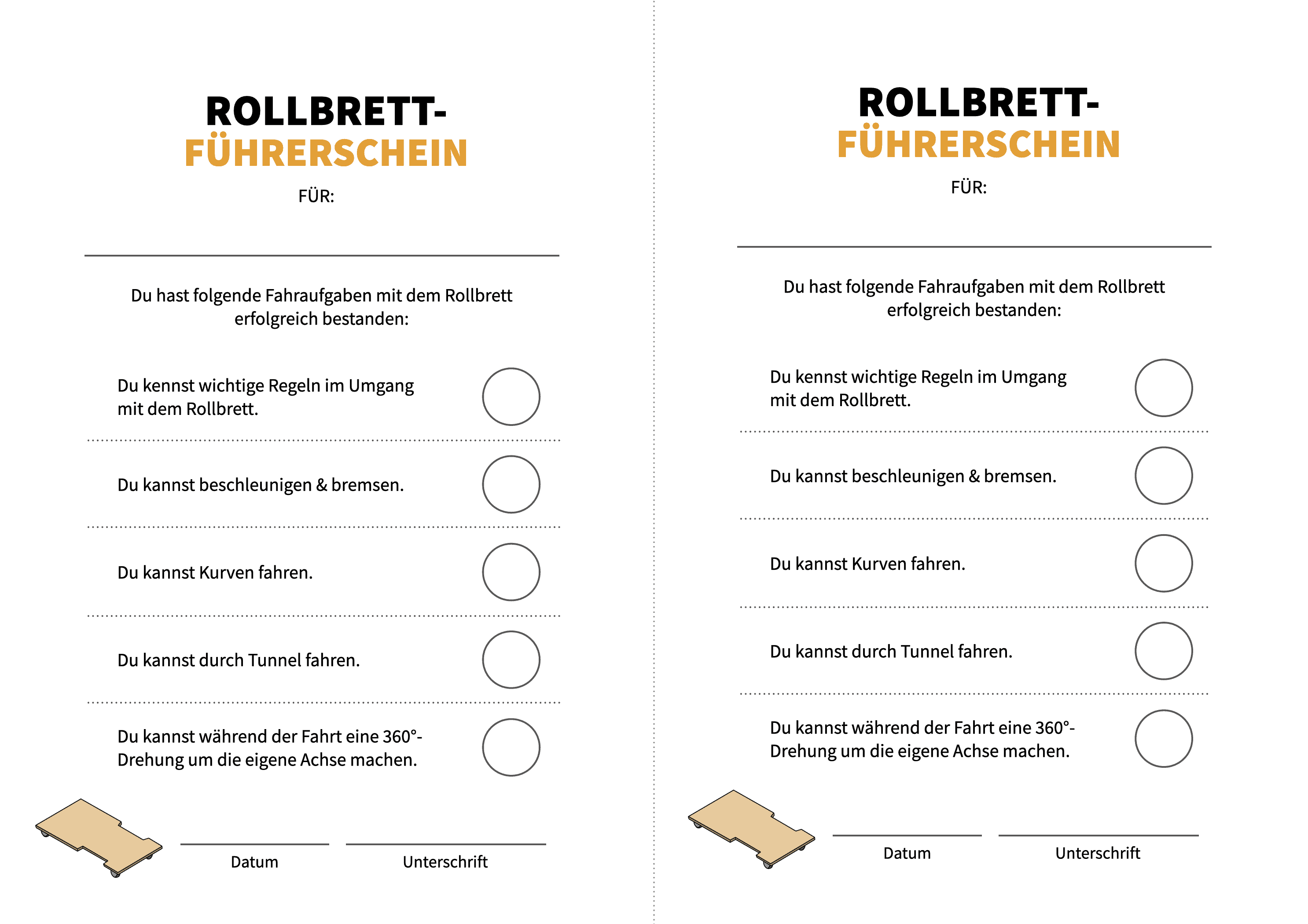 Rollbrett - Führerschein - Vorlage 3