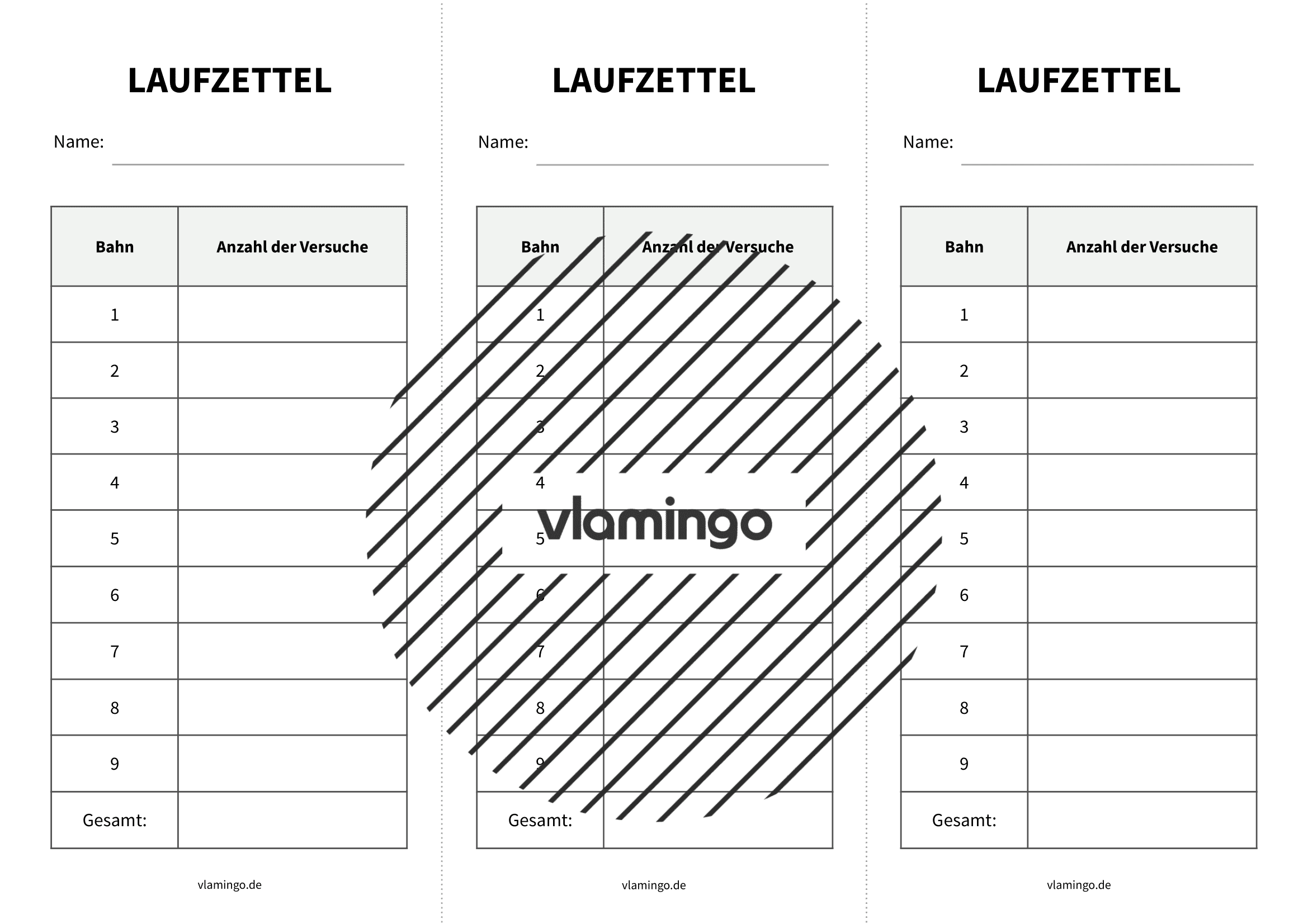 Basketballgolf - Laufzettel